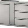 single door and triple drawer